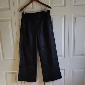American Eagle Coated Wide Leg Jeans Trousers Size 6 Stretch Zip Front